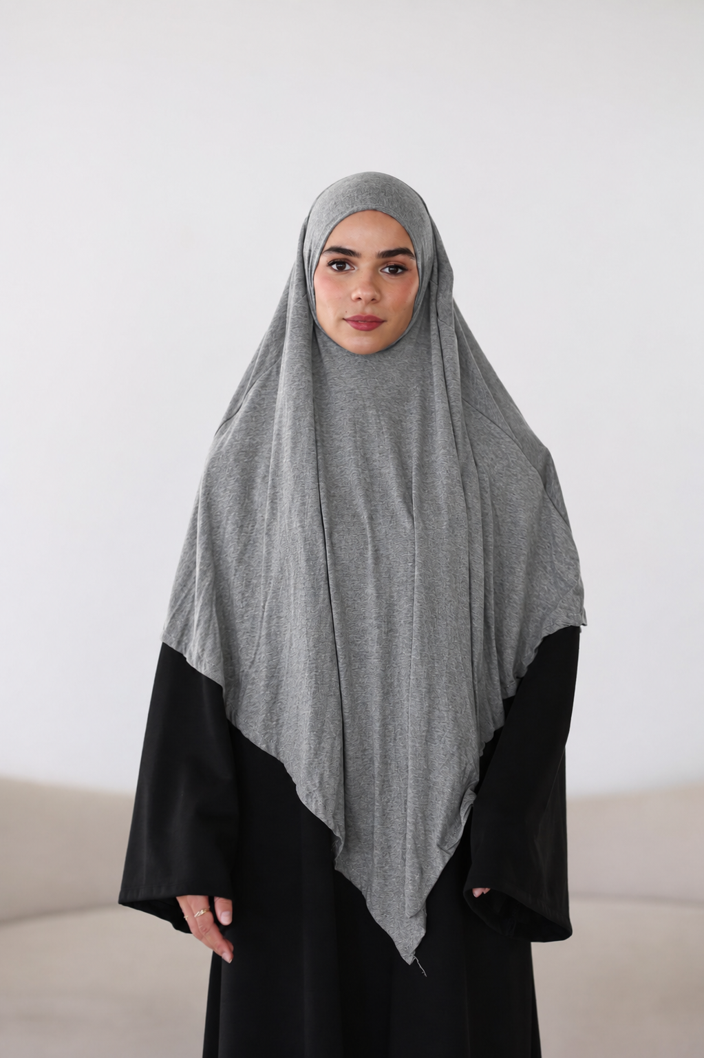 Premium Jersey Khimar in Grau