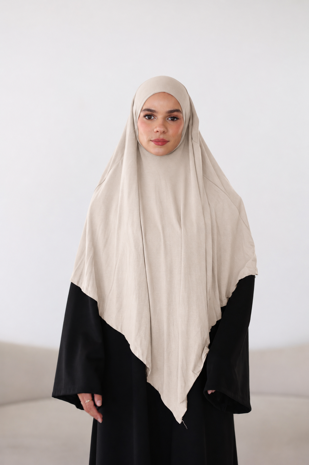 Premium Jersey Khimar in Beige